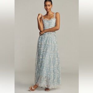 Anthropologie Sleeveless Tulle A-Line Maxi Dress